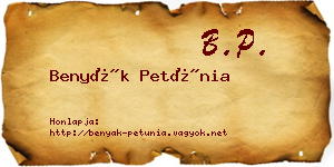Benyák Petúnia névjegykártya
